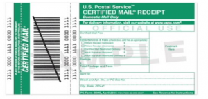certified mail sample